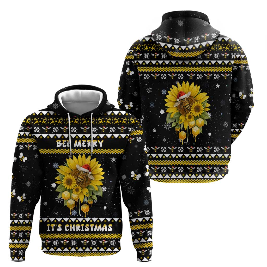 Bee Merry Its Time Christmas Zip Hoodie Xmas Holiday Patterns - Wonder Print Shop