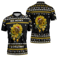 Bee Merry Its Time Christmas Zipper Polo Shirt Xmas Holiday Patterns - Wonder Print Shop
