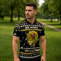 Bee Merry Its Time Christmas Zipper Polo Shirt Xmas Holiday Patterns - Wonder Print Shop