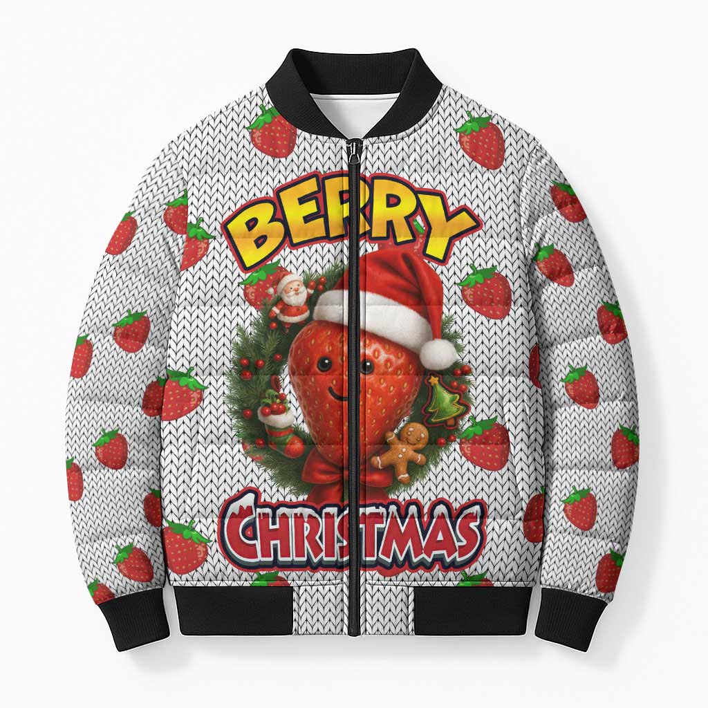 Berry ChristmasYall Christmas Bomber Puffer Jacket Xmas Holiday Patterns - Wonder Print Shop