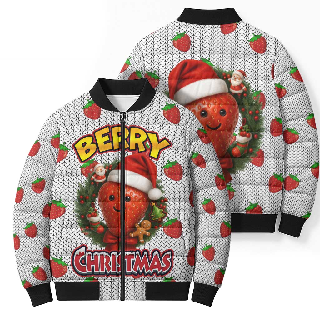 Berry ChristmasYall Christmas Bomber Puffer Jacket Xmas Holiday Patterns - Wonder Print Shop