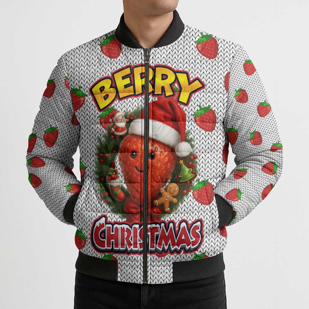 Berry ChristmasYall Christmas Bomber Puffer Jacket Xmas Holiday Patterns - Wonder Print Shop