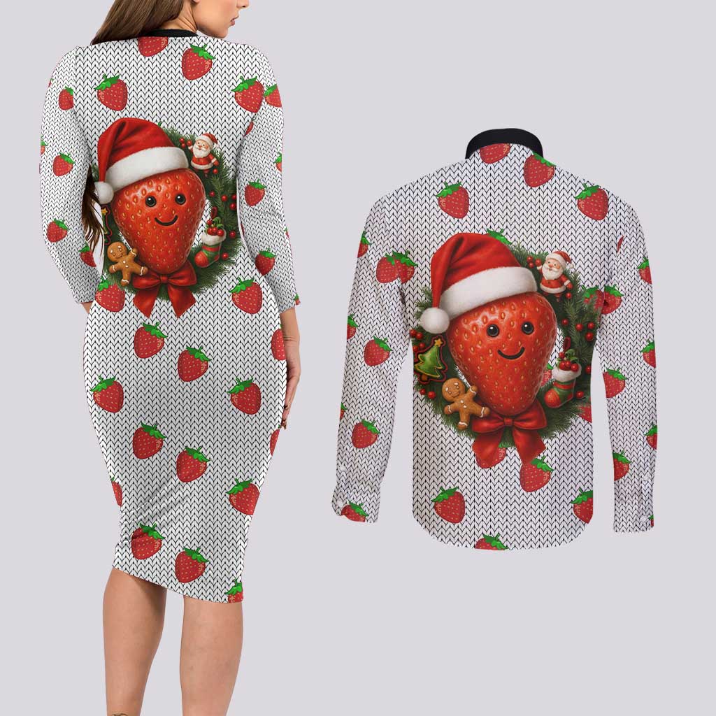 Berry ChristmasYall Christmas Couples Matching Long Sleeve Bodycon Dress and Long Sleeve Button Shirt Xmas Holiday Patterns - Wonder Print Shop