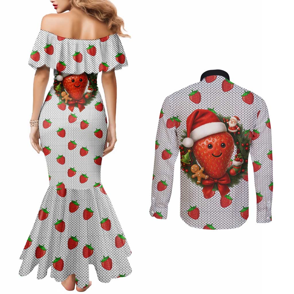 Berry ChristmasYall Christmas Couples Matching Mermaid Dress and Long Sleeve Button Shirt Xmas Holiday Patterns - Wonder Print Shop