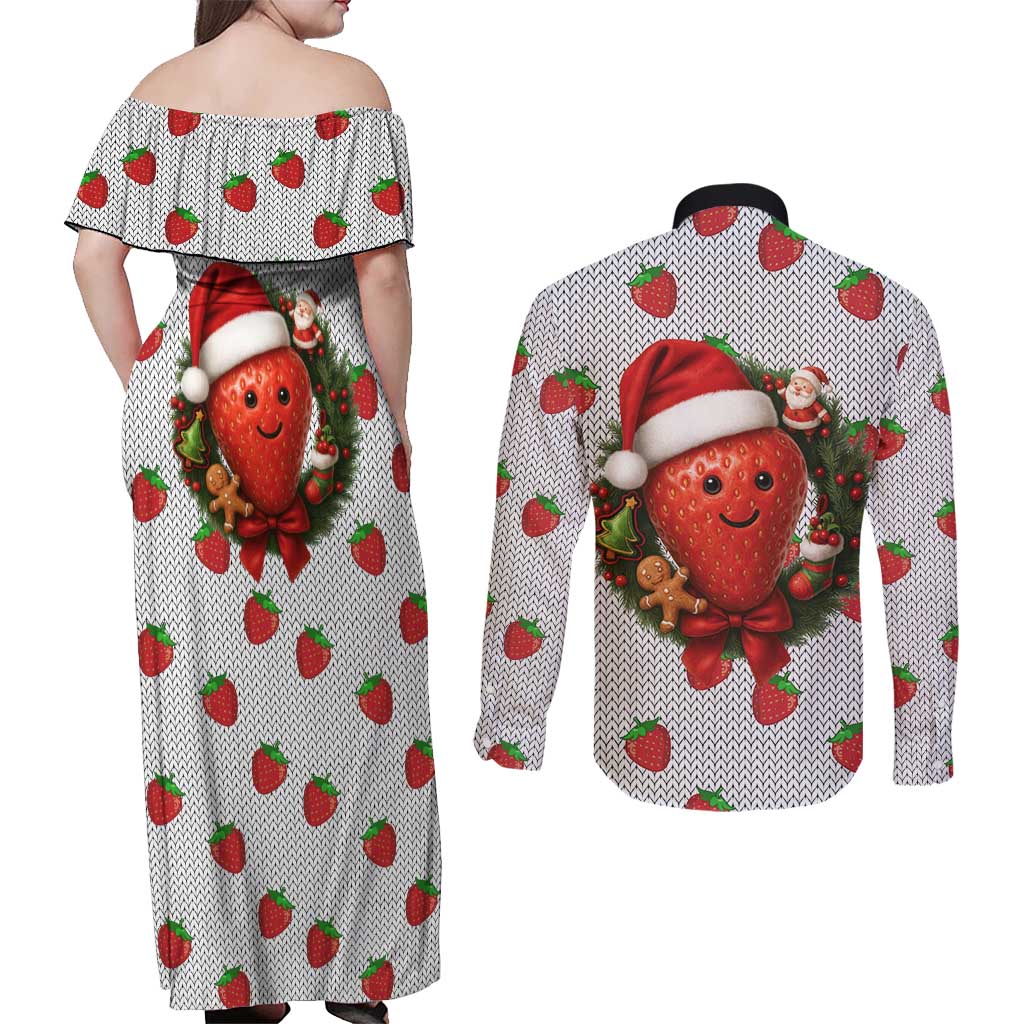 Berry ChristmasYall Christmas Couples Matching Off Shoulder Maxi Dress and Long Sleeve Button Shirt Xmas Holiday Patterns - Wonder Print Shop