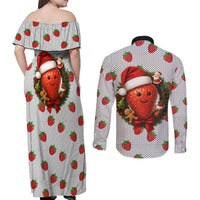 Berry ChristmasYall Christmas Couples Matching Off Shoulder Maxi Dress and Long Sleeve Button Shirt Xmas Holiday Patterns - Wonder Print Shop