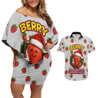 Berry ChristmasYall Christmas Couples Matching Off Shoulder Short Dress and Hawaiian Shirt Xmas Holiday Patterns - Wonder Print Shop