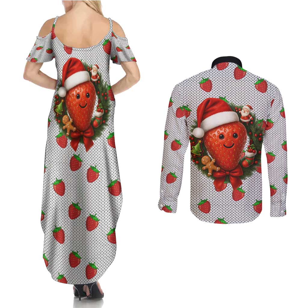 Berry ChristmasYall Christmas Couples Matching Summer Maxi Dress and Long Sleeve Button Shirt Xmas Holiday Patterns - Wonder Print Shop