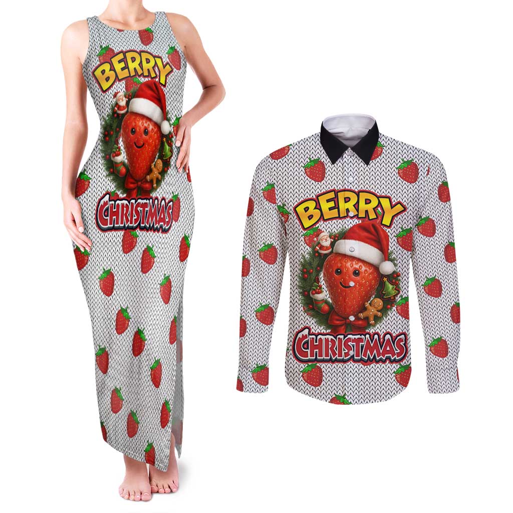 Berry ChristmasYall Christmas Couples Matching Tank Maxi Dress and Long Sleeve Button Shirt Xmas Holiday Patterns - Wonder Print Shop