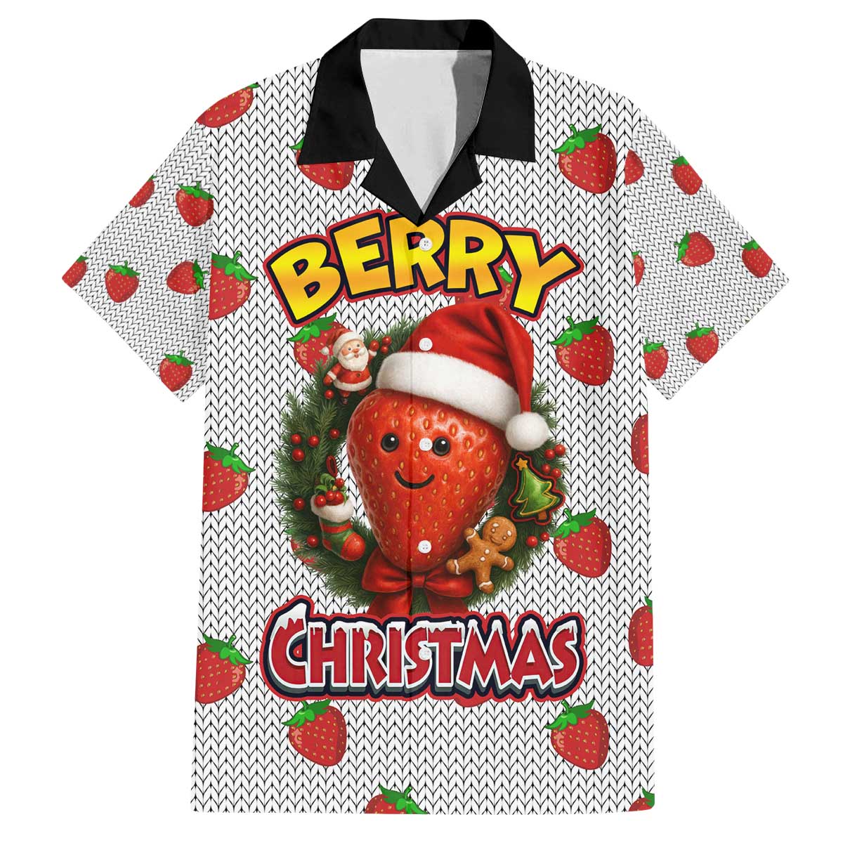 Berry ChristmasYall Christmas Family Matching Off The Shoulder Long Sleeve Dress and Hawaiian Shirt Xmas Holiday Patterns - Wonder Print Shop