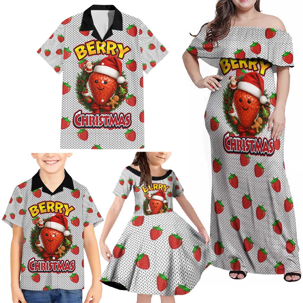 Berry ChristmasYall Christmas Family Matching Off Shoulder Maxi Dress and Hawaiian Shirt Xmas Holiday Patterns - Wonder Print Shop