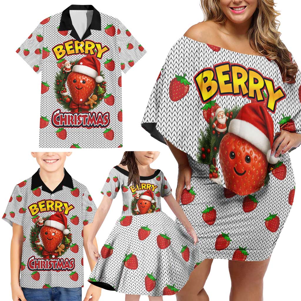 Berry ChristmasYall Christmas Family Matching Off Shoulder Short Dress and Hawaiian Shirt Xmas Holiday Patterns - Wonder Print Shop