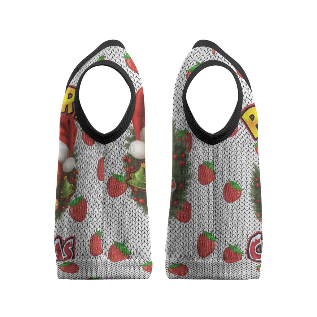 Berry ChristmasYall Christmas Knitted V-Neck Vest Xmas Holiday Patterns - Wonder Print Shop