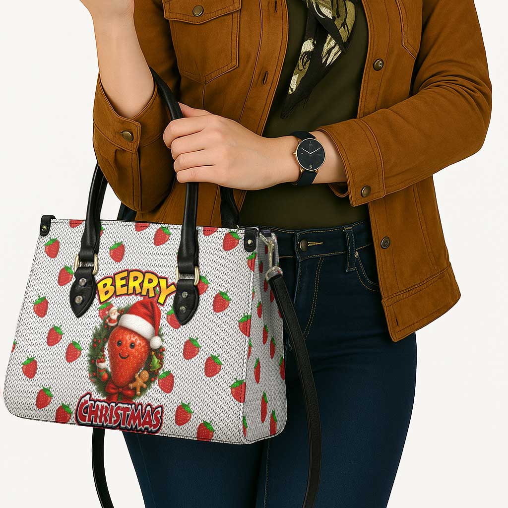 Berry ChristmasYall Christmas Leather Bag Xmas Holiday Patterns - Wonder Print Shop
