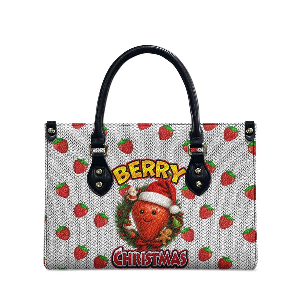 Berry ChristmasYall Christmas Leather Bag Xmas Holiday Patterns - Wonder Print Shop