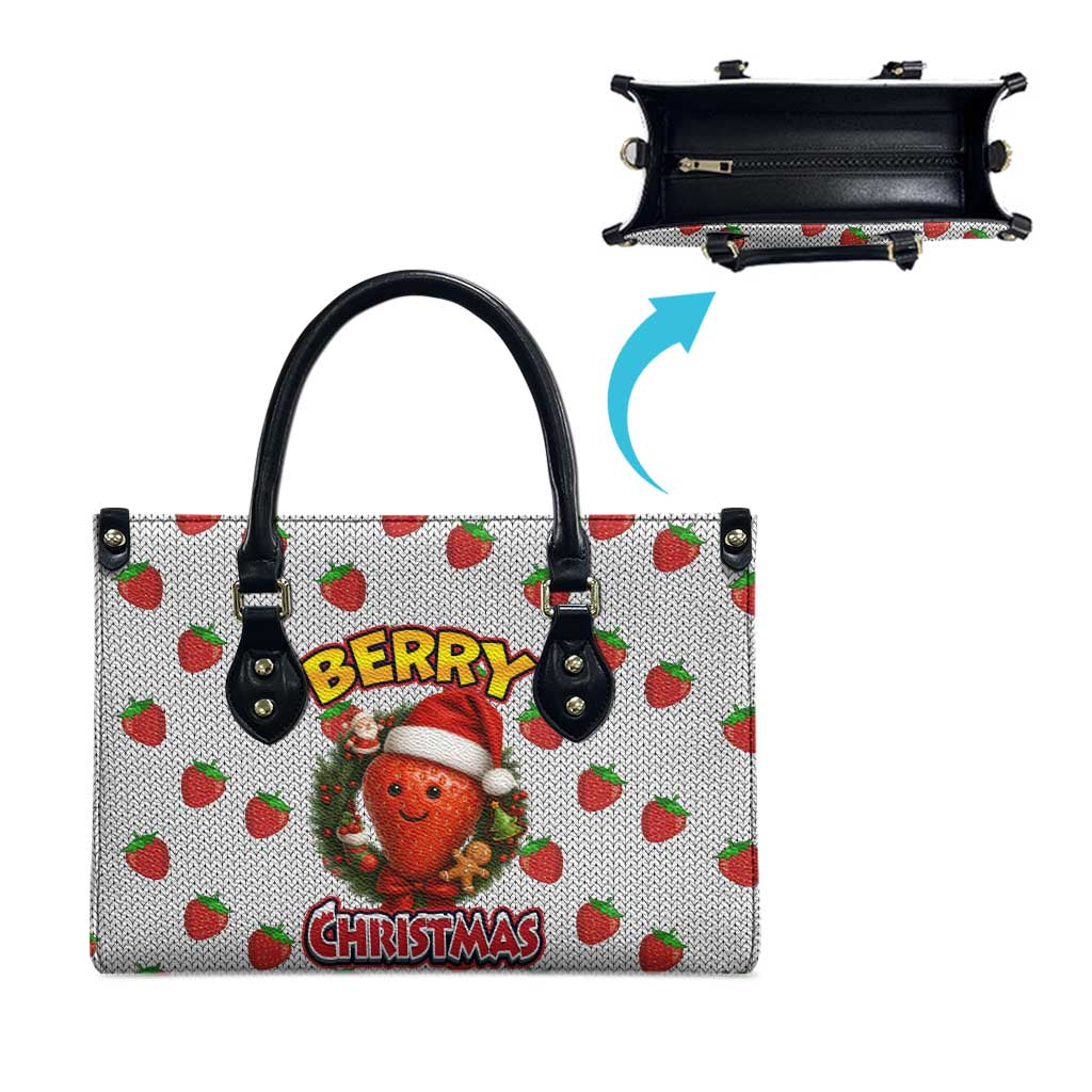 Berry ChristmasYall Christmas Leather Bag Xmas Holiday Patterns - Wonder Print Shop