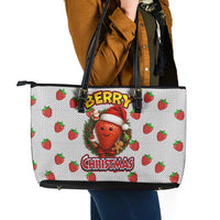 Berry ChristmasYall Christmas Leather Tote Bag Xmas Holiday Patterns - Wonder Print Shop
