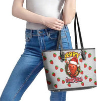 Berry ChristmasYall Christmas Leather Tote Bag Xmas Holiday Patterns - Wonder Print Shop