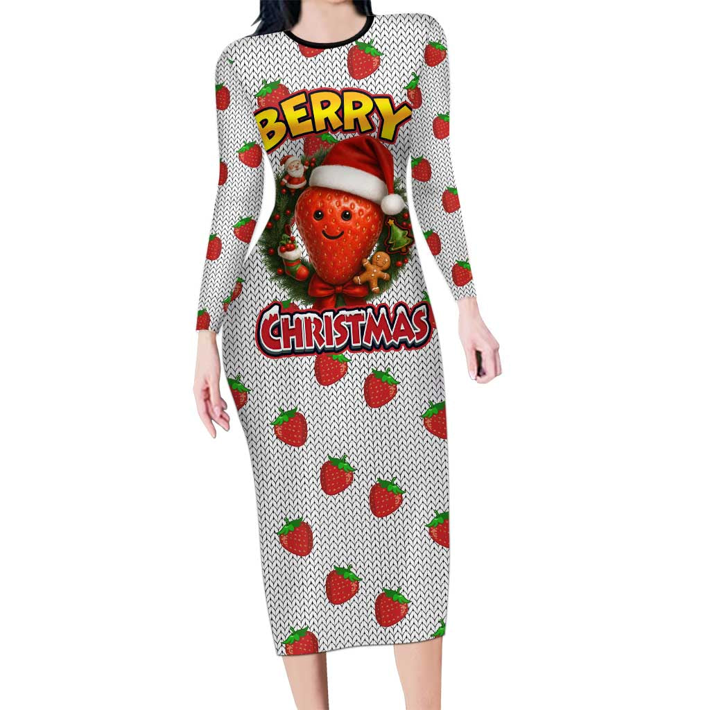 Berry ChristmasYall Christmas Long Sleeve Bodycon Dress Xmas Holiday Patterns - Wonder Print Shop