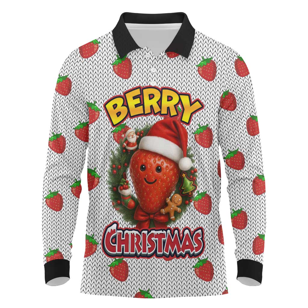 Berry ChristmasYall Christmas Long Sleeve Polo Shirt Xmas Holiday Patterns - Wonder Print Shop