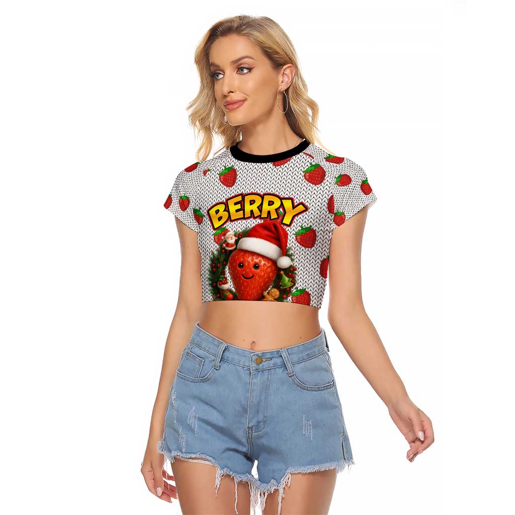 Berry ChristmasYall Christmas Raglan Cropped T Shirt Xmas Holiday Patterns - Wonder Print Shop