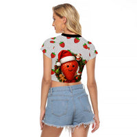 Berry ChristmasYall Christmas Raglan Cropped T Shirt Xmas Holiday Patterns - Wonder Print Shop