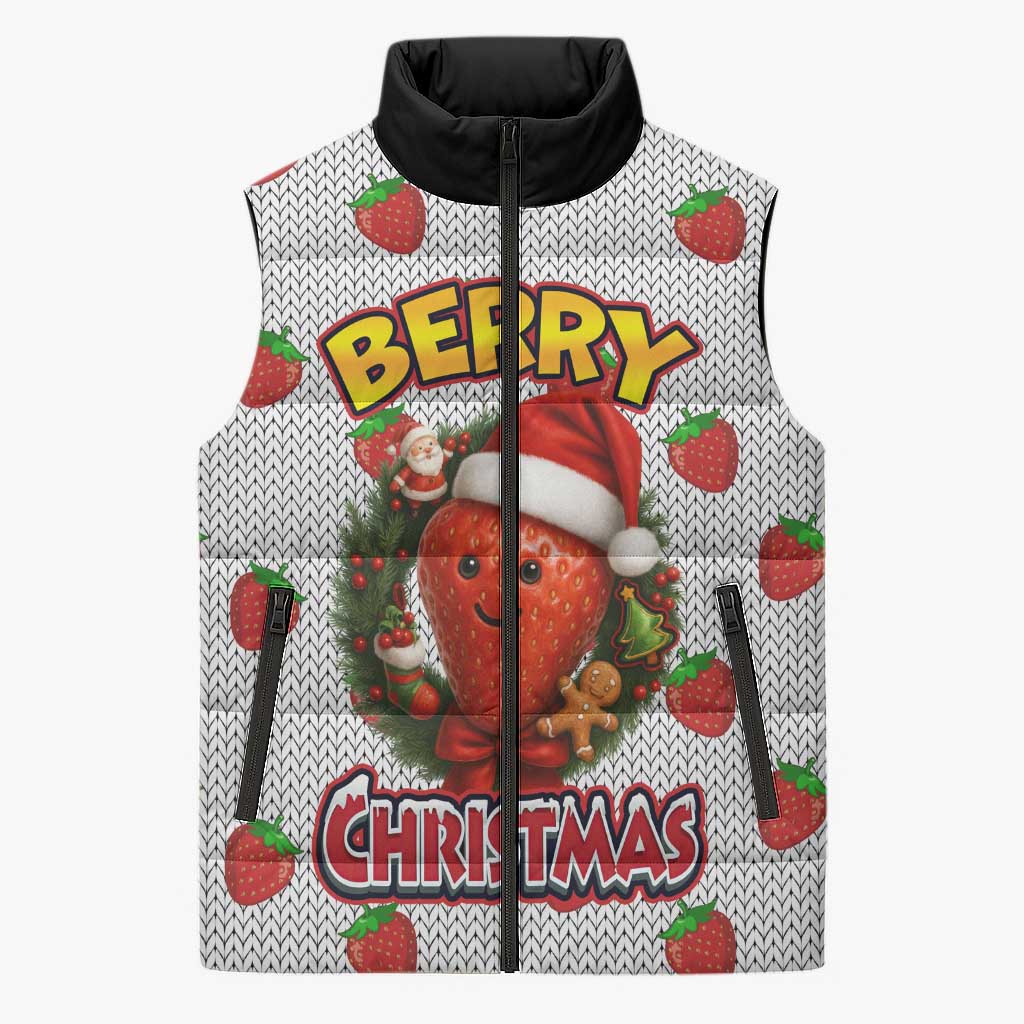 Berry ChristmasYall Christmas Sleeveless Puffer Jacket Xmas Holiday Patterns - Wonder Print Shop