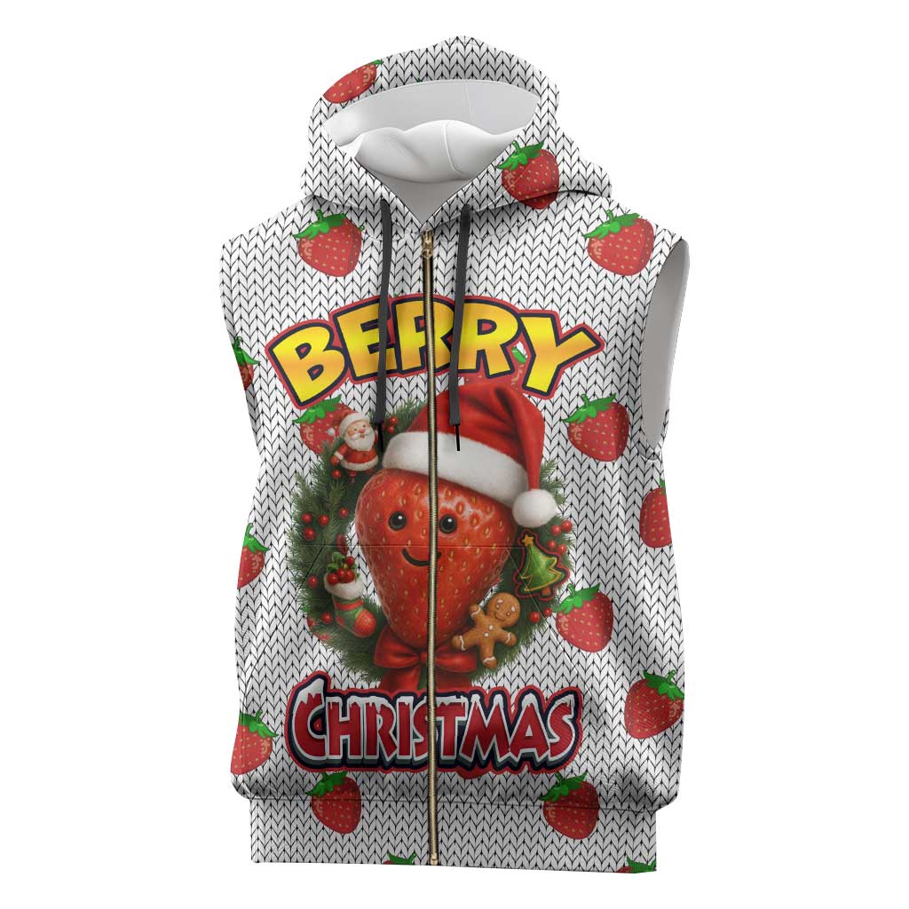 Berry ChristmasYall Christmas Sleeveless Zip Hoodie Xmas Holiday Patterns - Wonder Print Shop