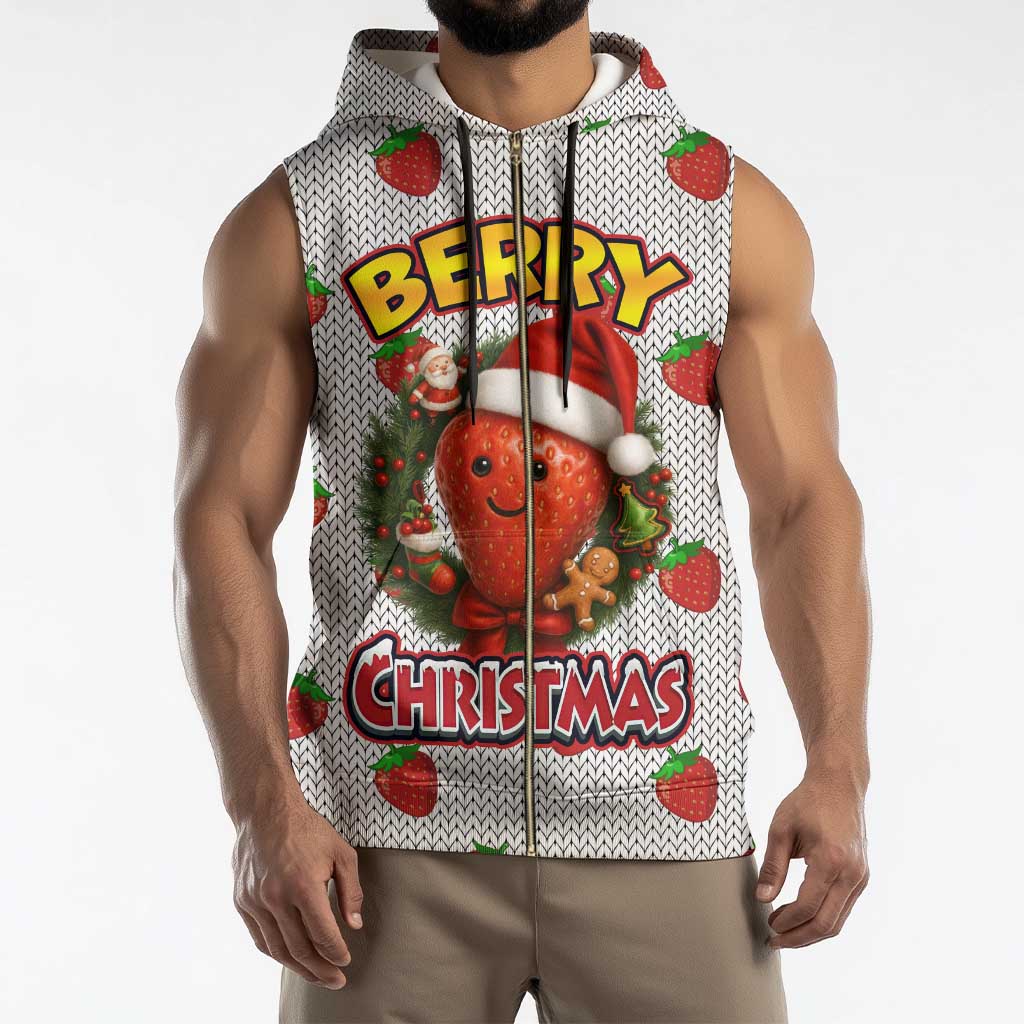 Berry ChristmasYall Christmas Sleeveless Zip Hoodie Xmas Holiday Patterns - Wonder Print Shop
