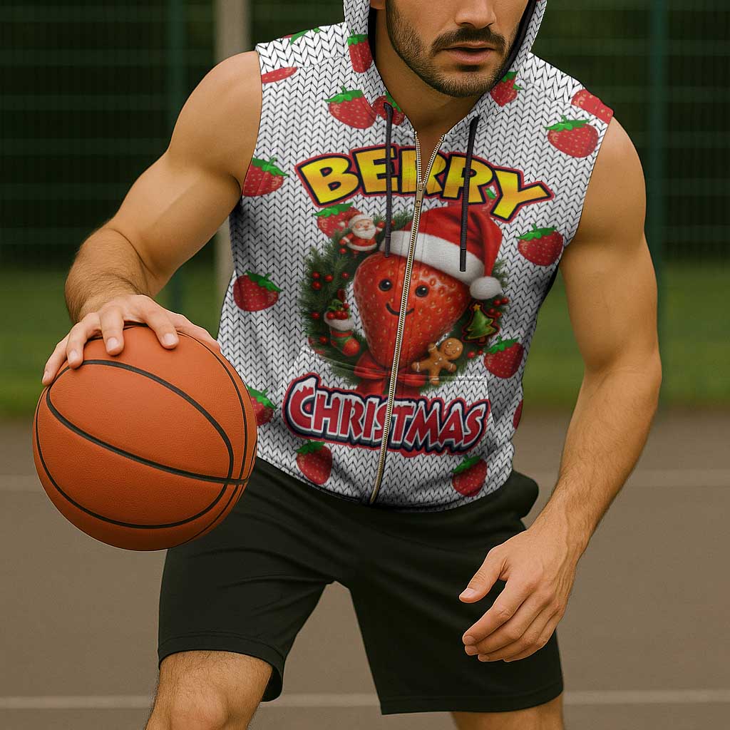Berry ChristmasYall Christmas Sleeveless Zip Hoodie Xmas Holiday Patterns - Wonder Print Shop