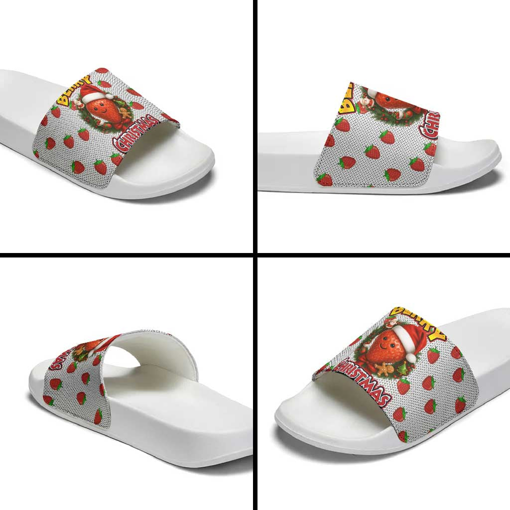 Berry ChristmasYall Christmas Slide Sandals Xmas Holiday Patterns - Wonder Print Shop