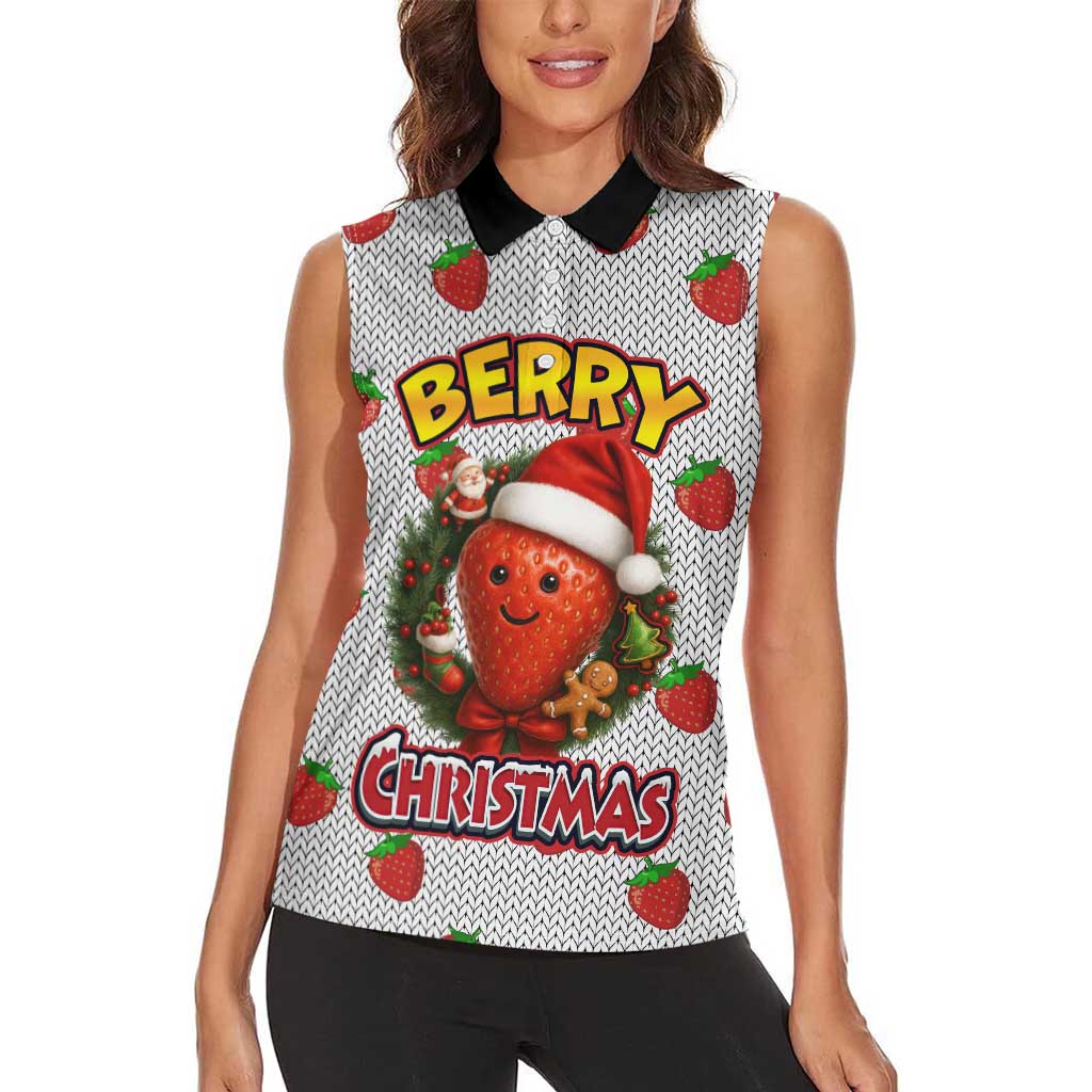 Berry ChristmasYall Christmas Women Sleeveless Polo Shirt Xmas Holiday Patterns - Wonder Print Shop