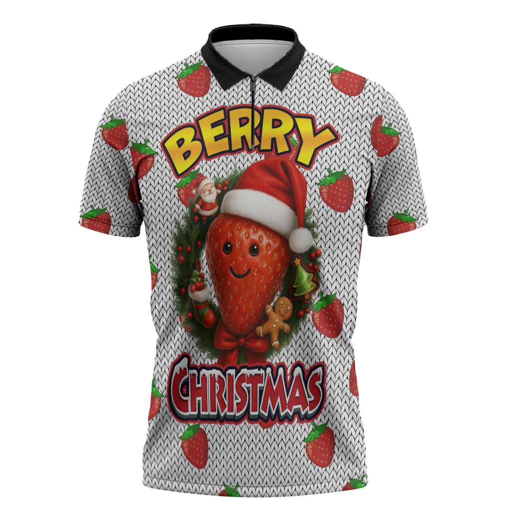 Berry ChristmasYall Christmas Zipper Polo Shirt Xmas Holiday Patterns - Wonder Print Shop