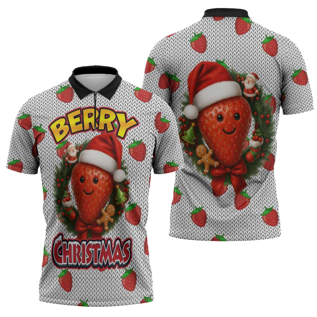 Berry ChristmasYall Christmas Zipper Polo Shirt Xmas Holiday Patterns - Wonder Print Shop