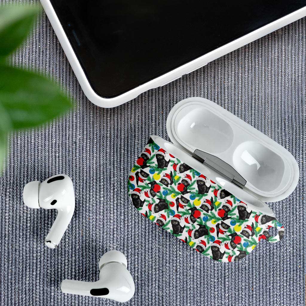Black Cat Christmas Christmas AirPods Case Xmas Holiday Patterns - Wonder Print Shop