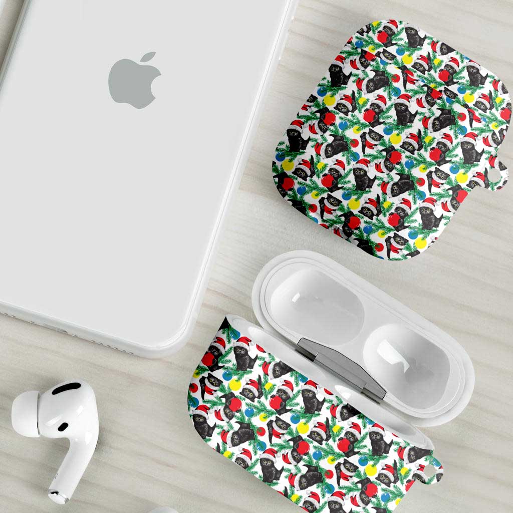 Black Cat Christmas Christmas AirPods Case Xmas Holiday Patterns - Wonder Print Shop
