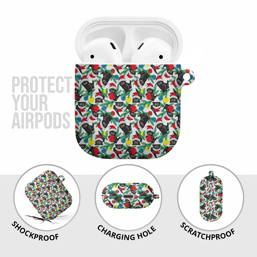 Black Cat Christmas Christmas AirPods Case Xmas Holiday Patterns - Wonder Print Shop