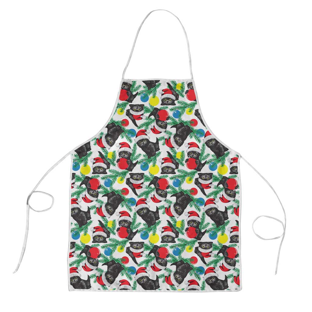 Black Cat Christmas Christmas Apron Xmas Holiday Patterns - Wonder Print Shop