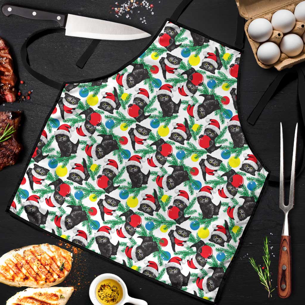 Black Cat Christmas Christmas Apron Xmas Holiday Patterns - Wonder Print Shop