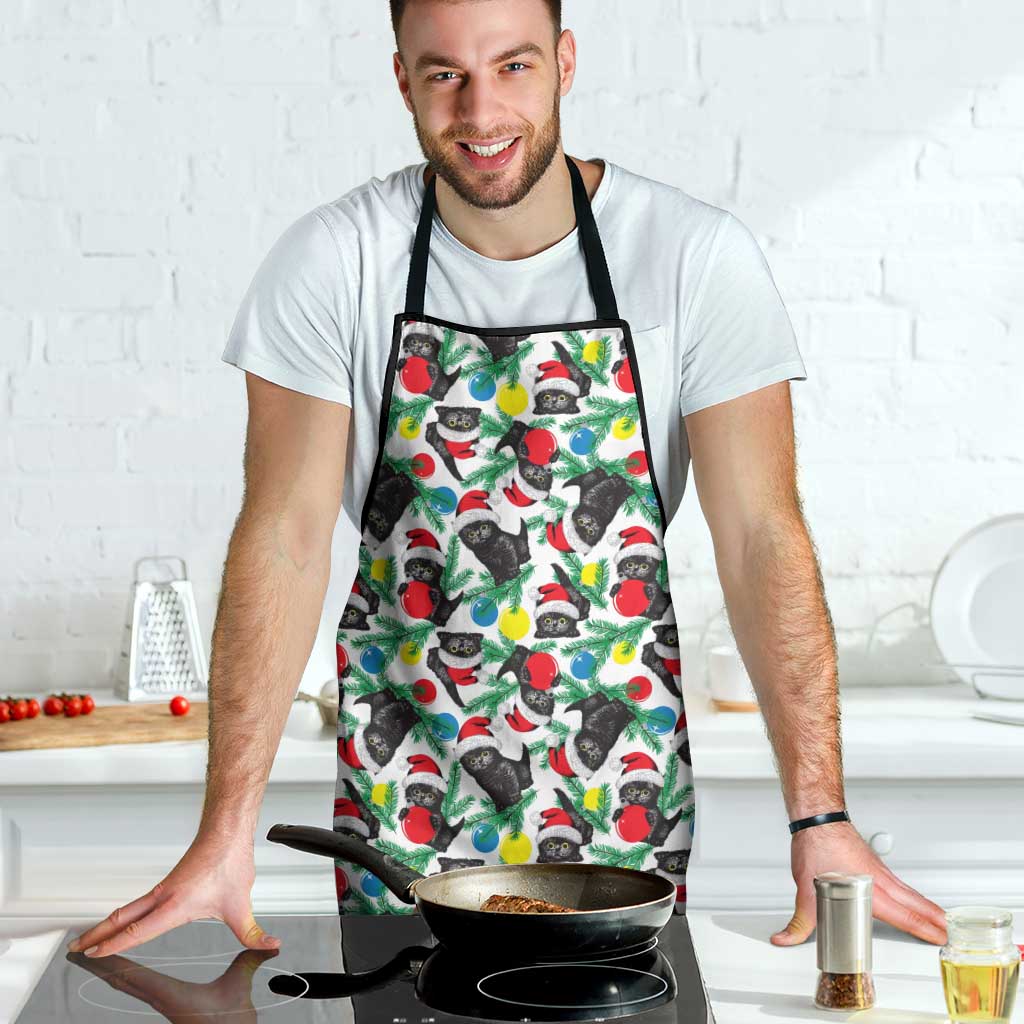 Black Cat Christmas Christmas Apron Xmas Holiday Patterns - Wonder Print Shop