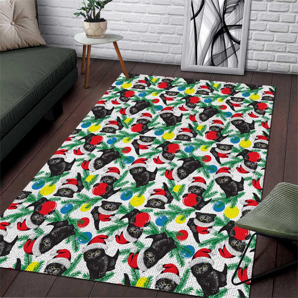 Black Cat Christmas Christmas Area Rug Xmas Holiday Patterns - Wonder Print Shop