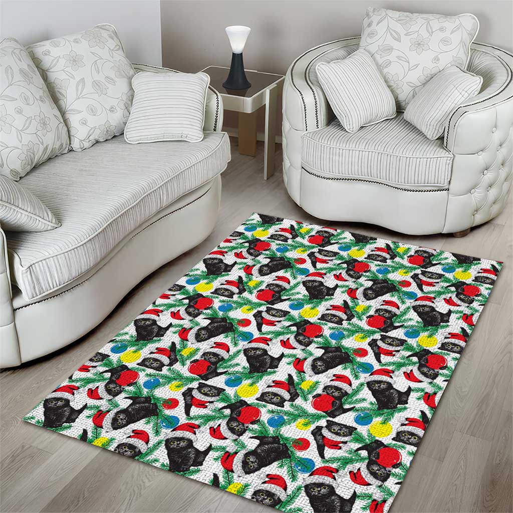 Black Cat Christmas Christmas Area Rug Xmas Holiday Patterns - Wonder Print Shop
