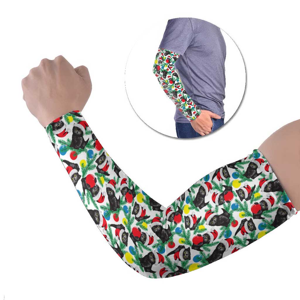 Black Cat Christmas Christmas Arm Sleeves Xmas Holiday Patterns - Wonder Print Shop