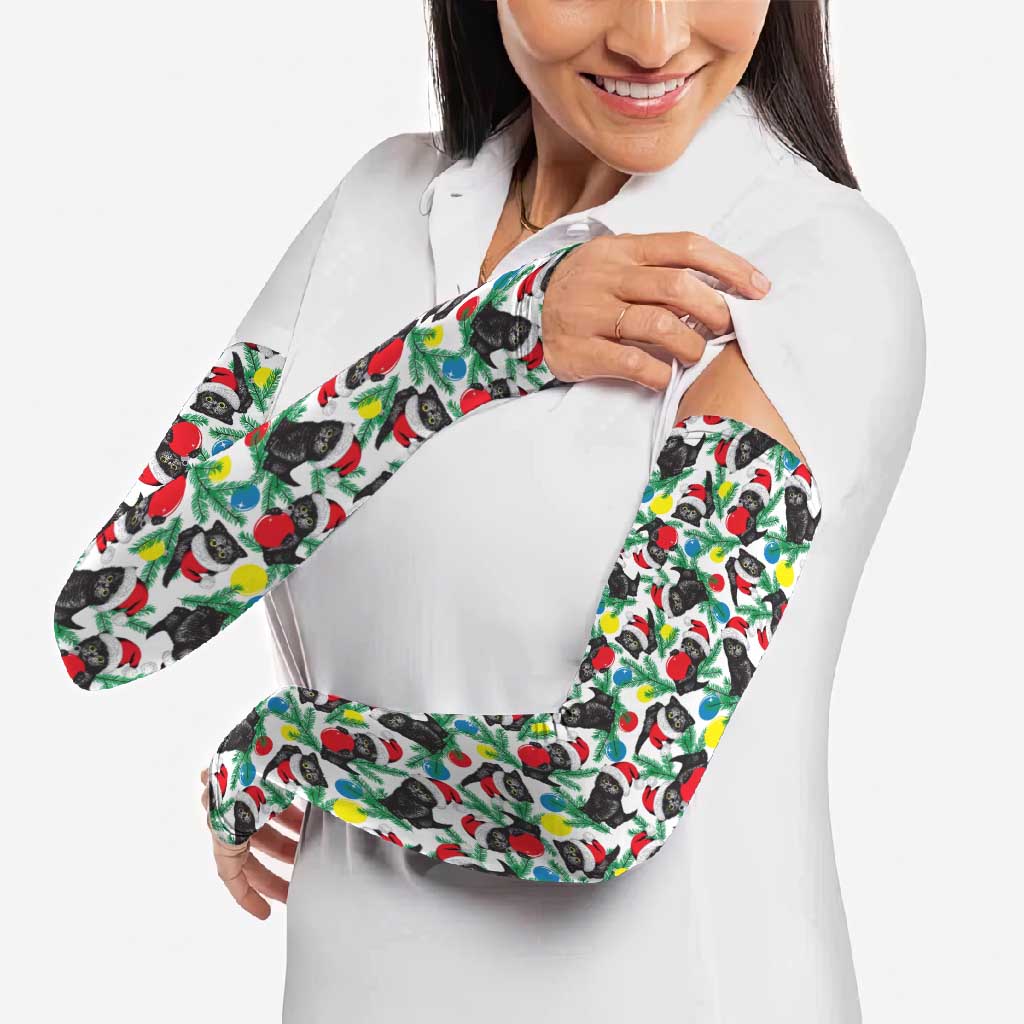 Black Cat Christmas Christmas Arm Sleeves Xmas Holiday Patterns - Wonder Print Shop