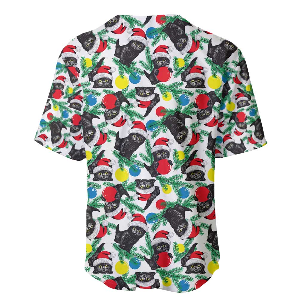 Black Cat Christmas Christmas Baseball Jersey Xmas Holiday Patterns - Wonder Print Shop