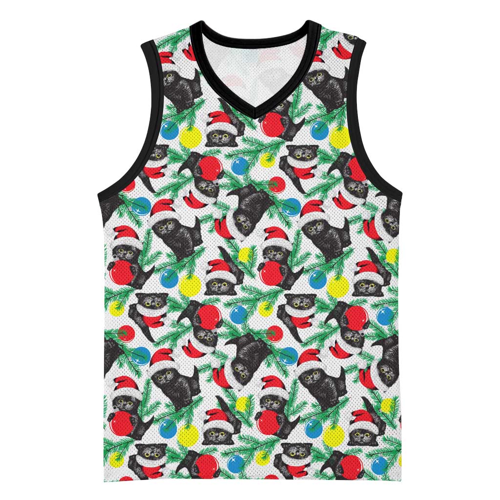 Black Cat Christmas Christmas Basketball Jersey Xmas Holiday Patterns - Wonder Print Shop