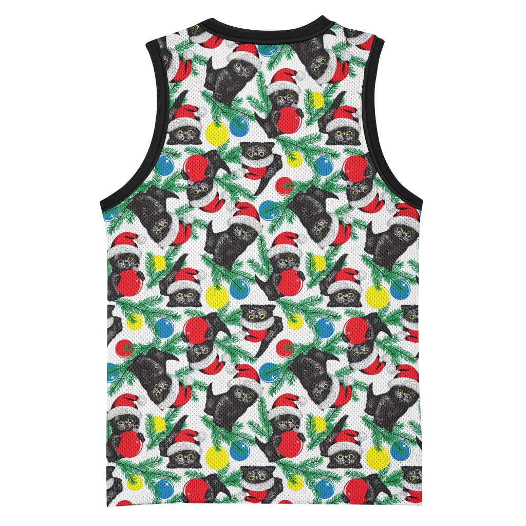 Black Cat Christmas Christmas Basketball Jersey Xmas Holiday Patterns - Wonder Print Shop