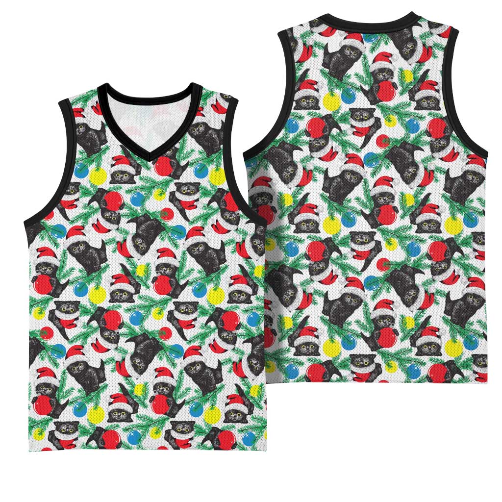 Black Cat Christmas Christmas Basketball Jersey Xmas Holiday Patterns - Wonder Print Shop
