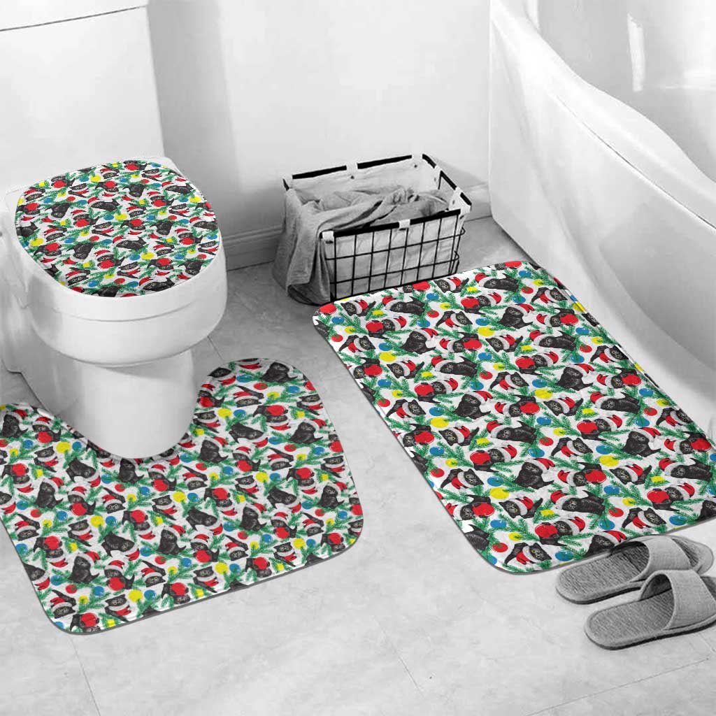 Black Cat Christmas Christmas Bathroom Set Xmas Holiday Patterns - Wonder Print Shop