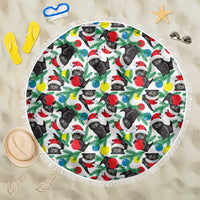 Black Cat Christmas Christmas Beach Blanket Xmas Holiday Patterns - Wonder Print Shop